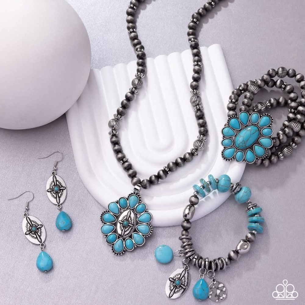 Elegant Paparazzi Turquoise and Silver Jewelry Set